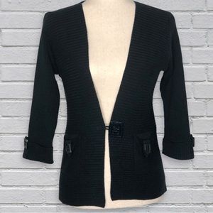 Putorti Vintage Black Square Button Cuffed 3/4 Sleeve Sweater Jacket | S